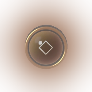 A marble held in a brass mount.