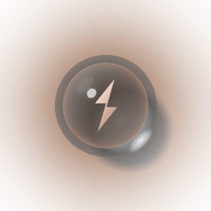 A grey smoked-glass marble with a milled lightning bolt.