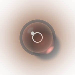 Oxblood red glass marble with an engraved circle.