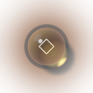 Honey amber glass marble with an engraved diamond.